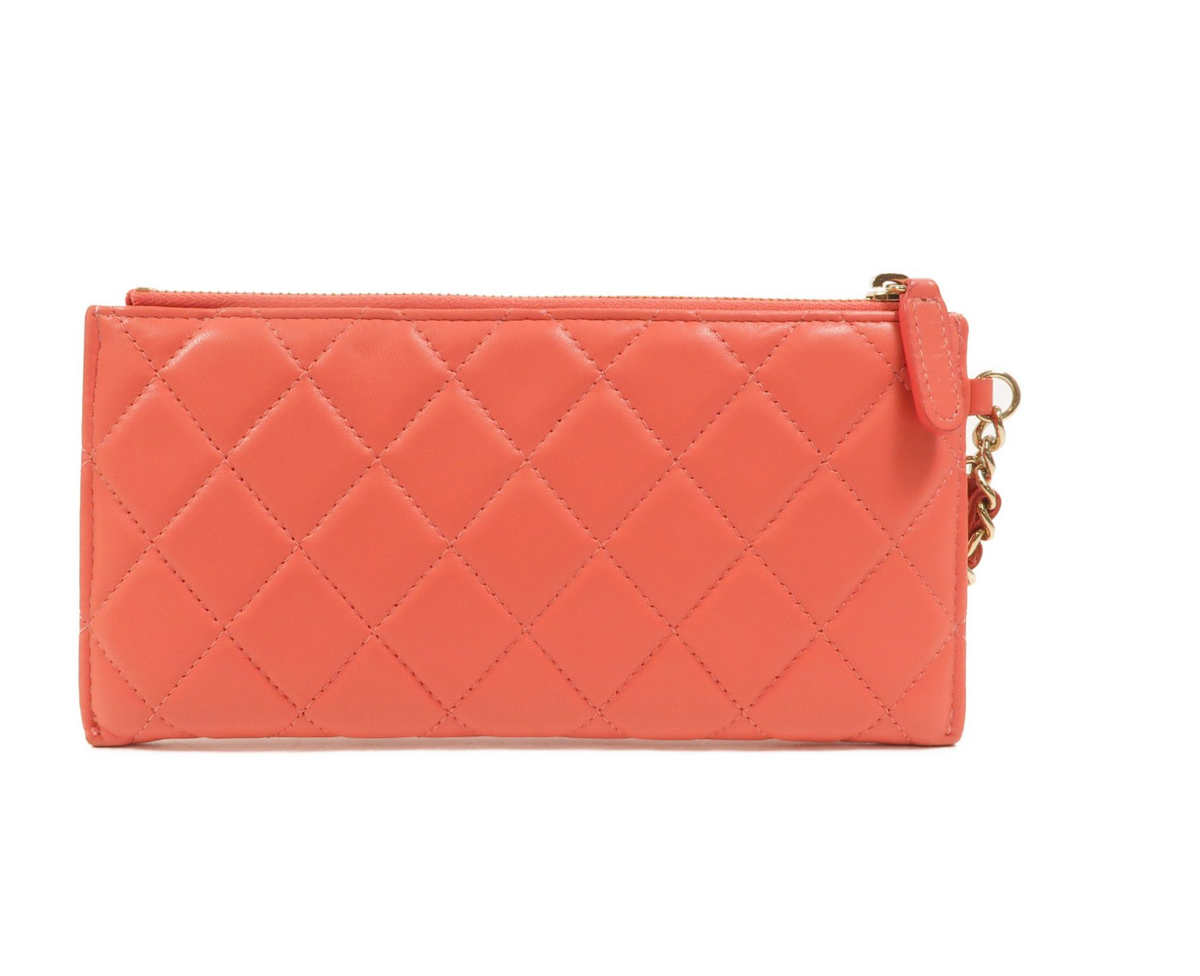 7291 - Chanel Pink Lambskin Leather Camellia Clutch