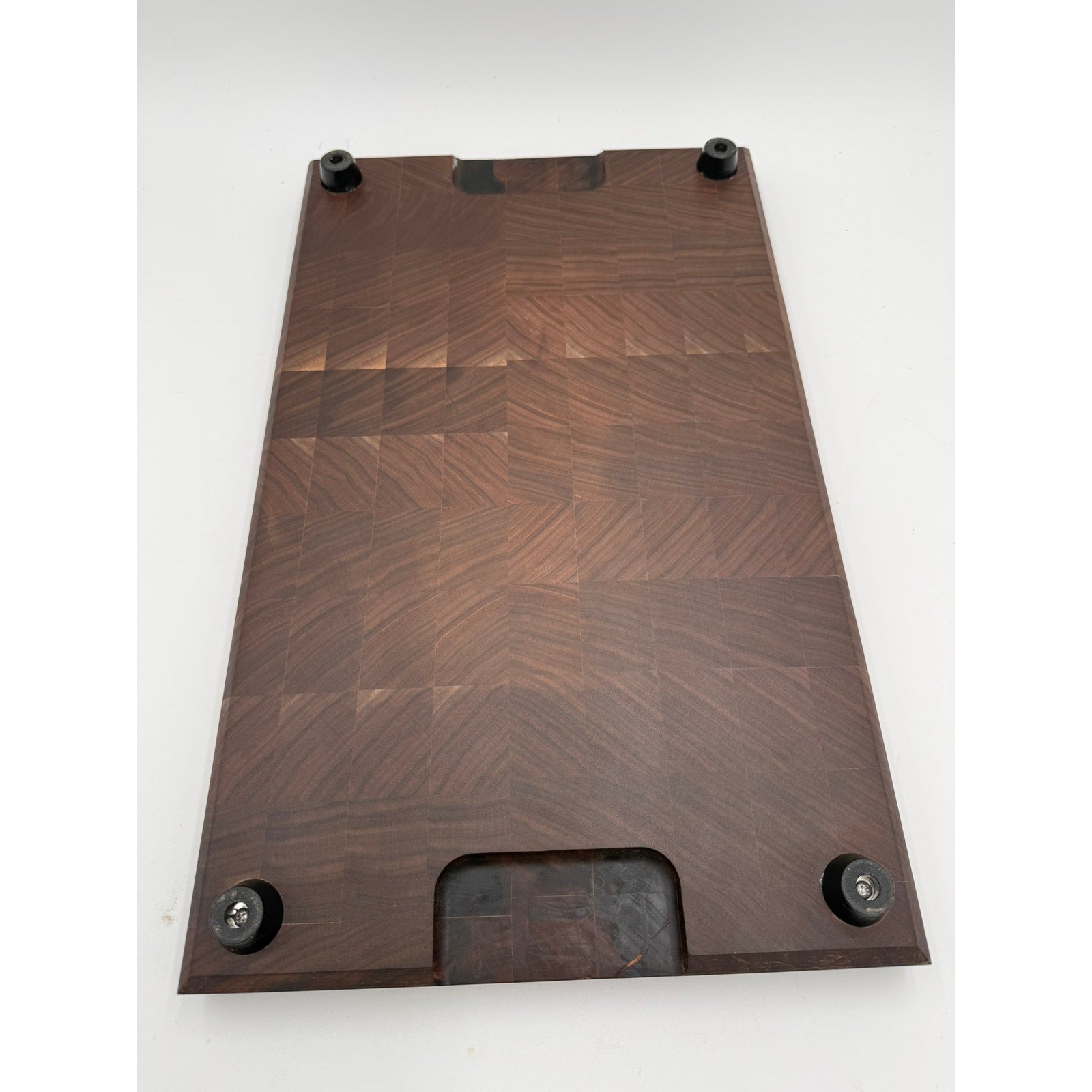 Walnut End Grain Carving Board for BBQ Feasts, extra large size, drip groove, dual grips, 20.25x12.25x1.25, chef quality