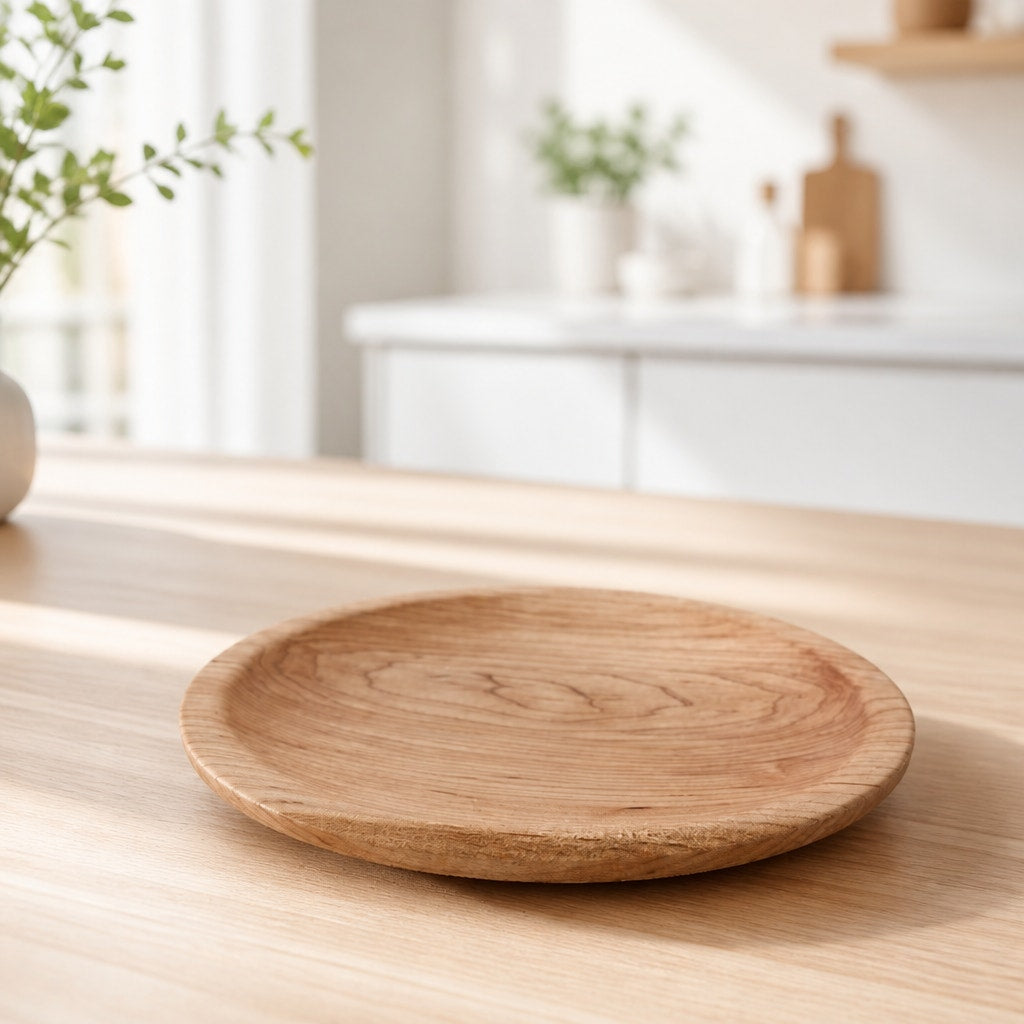 Hand Turned Maple Wood Platter, 10 Inch, Artisan Tableware, Rustic Kitchen Decor