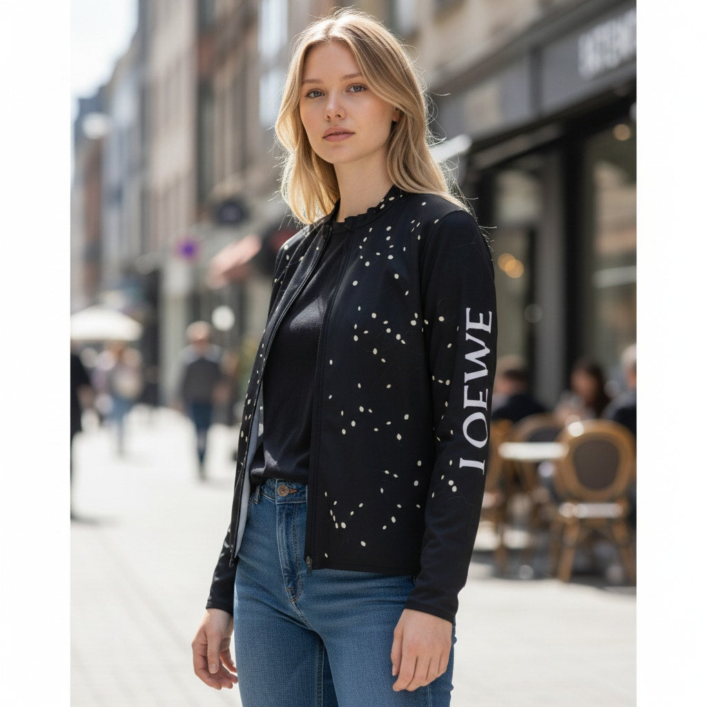 Loewe 2023 slim fit LED light print stretch zip up jacket