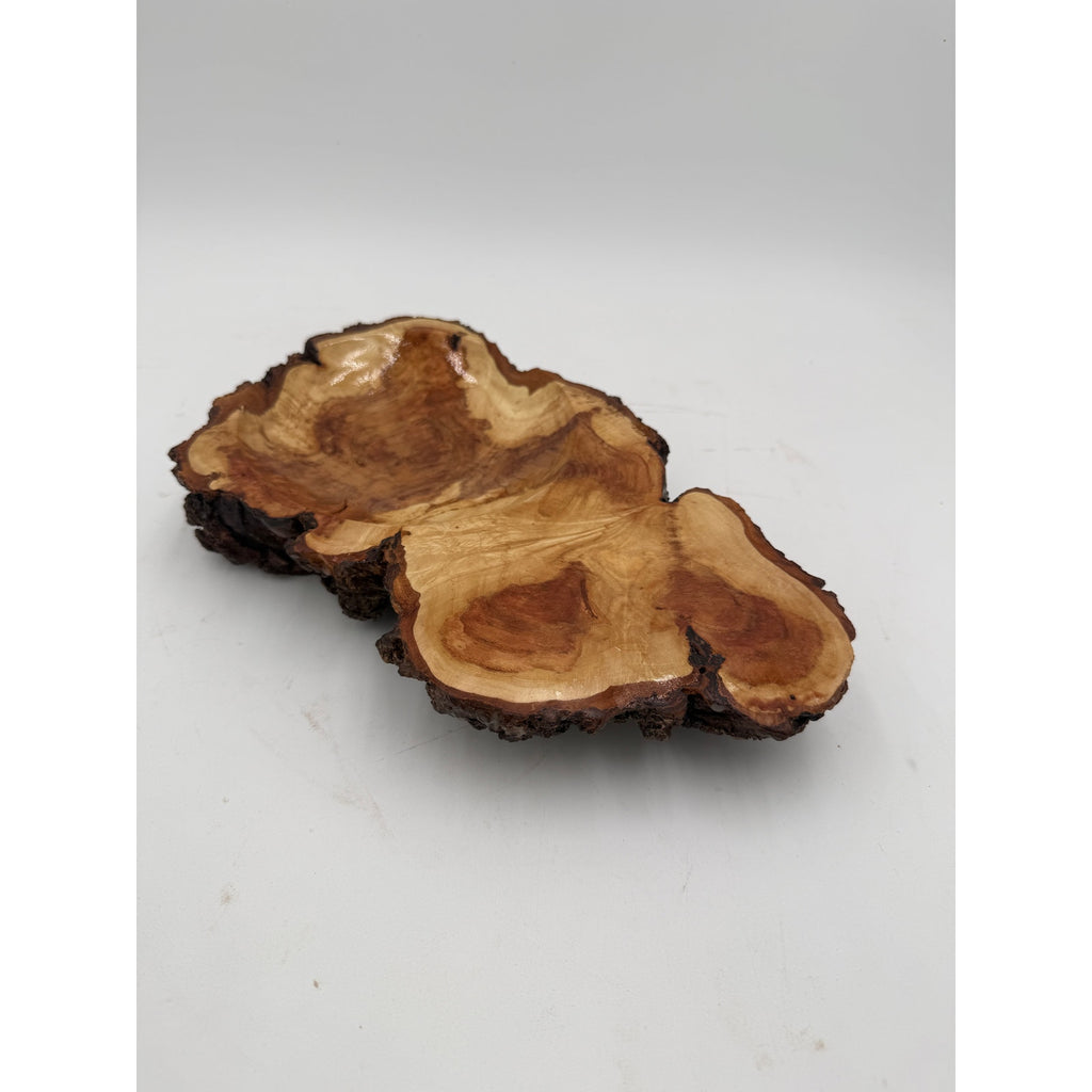Maple Burl Live Edge Hand Turned Wood Bowl, decorative centerpiece, 11"x7"x2", artisan crafted, natural bark edge
