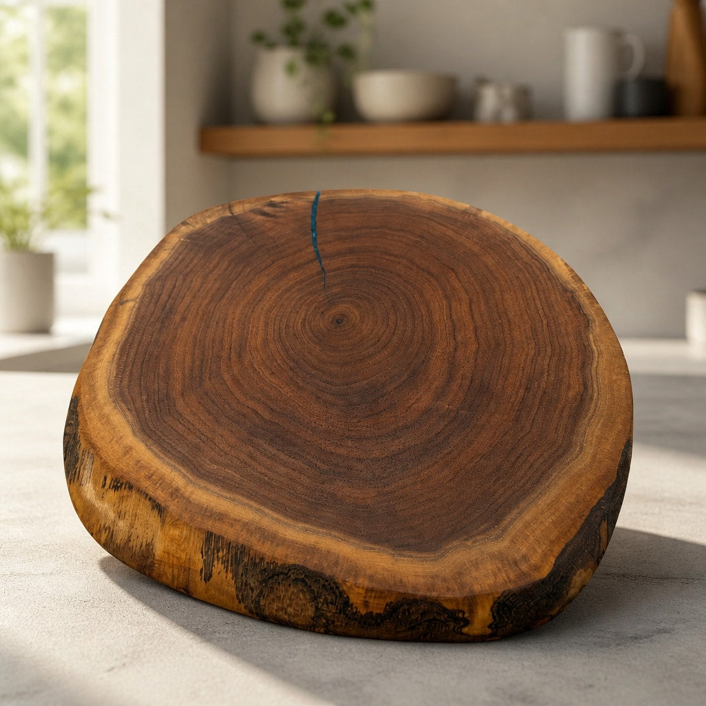 Live Edge Walnut Charcuterie Board Platter, end grain, 13.75 x 11.25 x 1 in, handcrafted, food safe finish