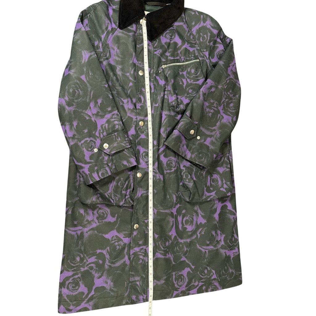 Burberry Rose Print Waxed Cotton Car Coat Oversized Size 4