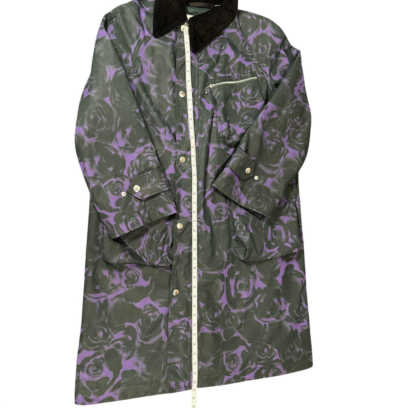 Burberry Rose Print Waxed Cotton Car Coat Oversized Size 4