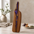 Walnut Charcuterie Board with Purple Epoxy, 20.5 x 5.5 x 7/8, food safe finish, handcrafted serving board