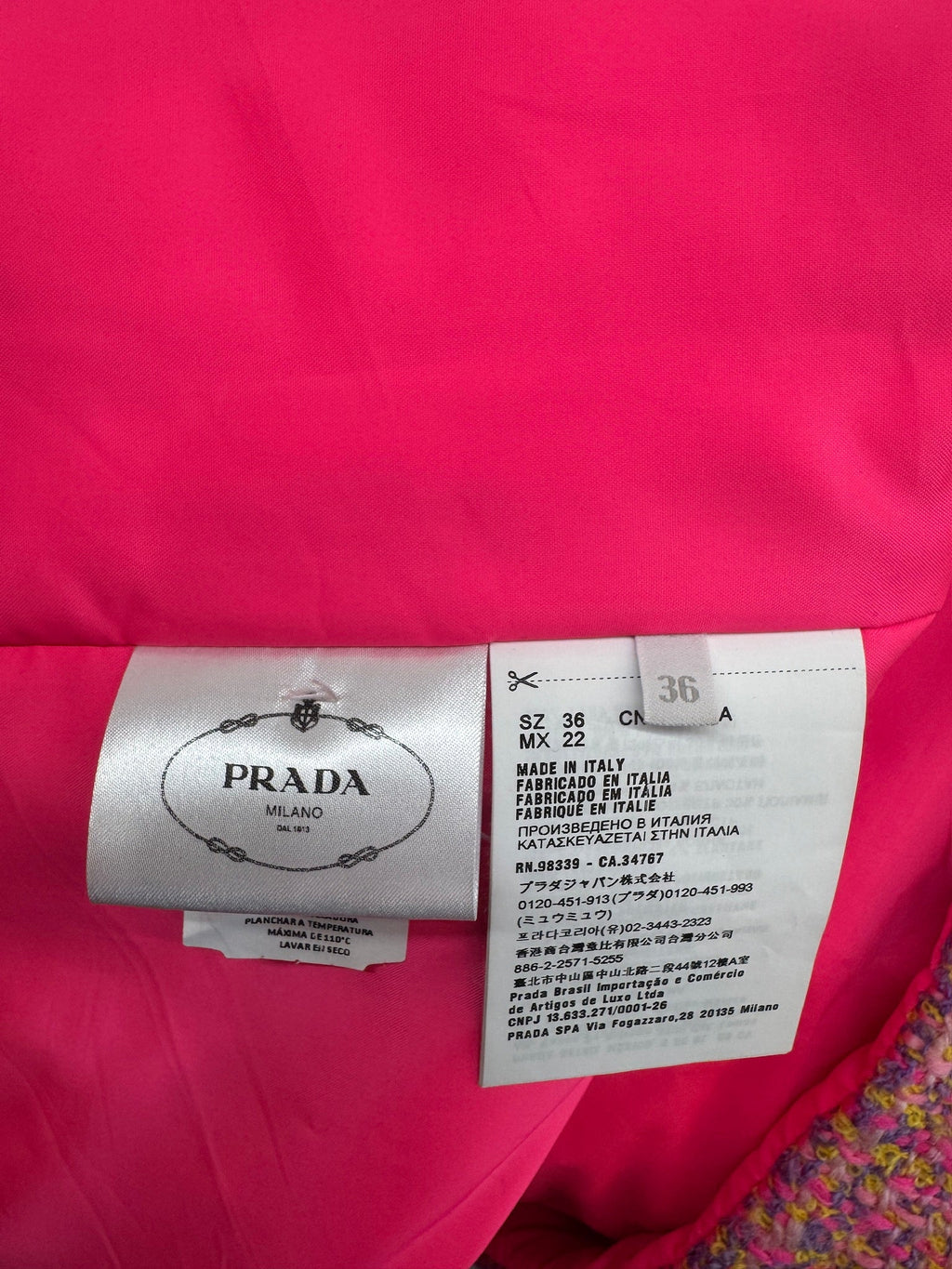Prada Pink Tweed Puffer Jacket - Size 36