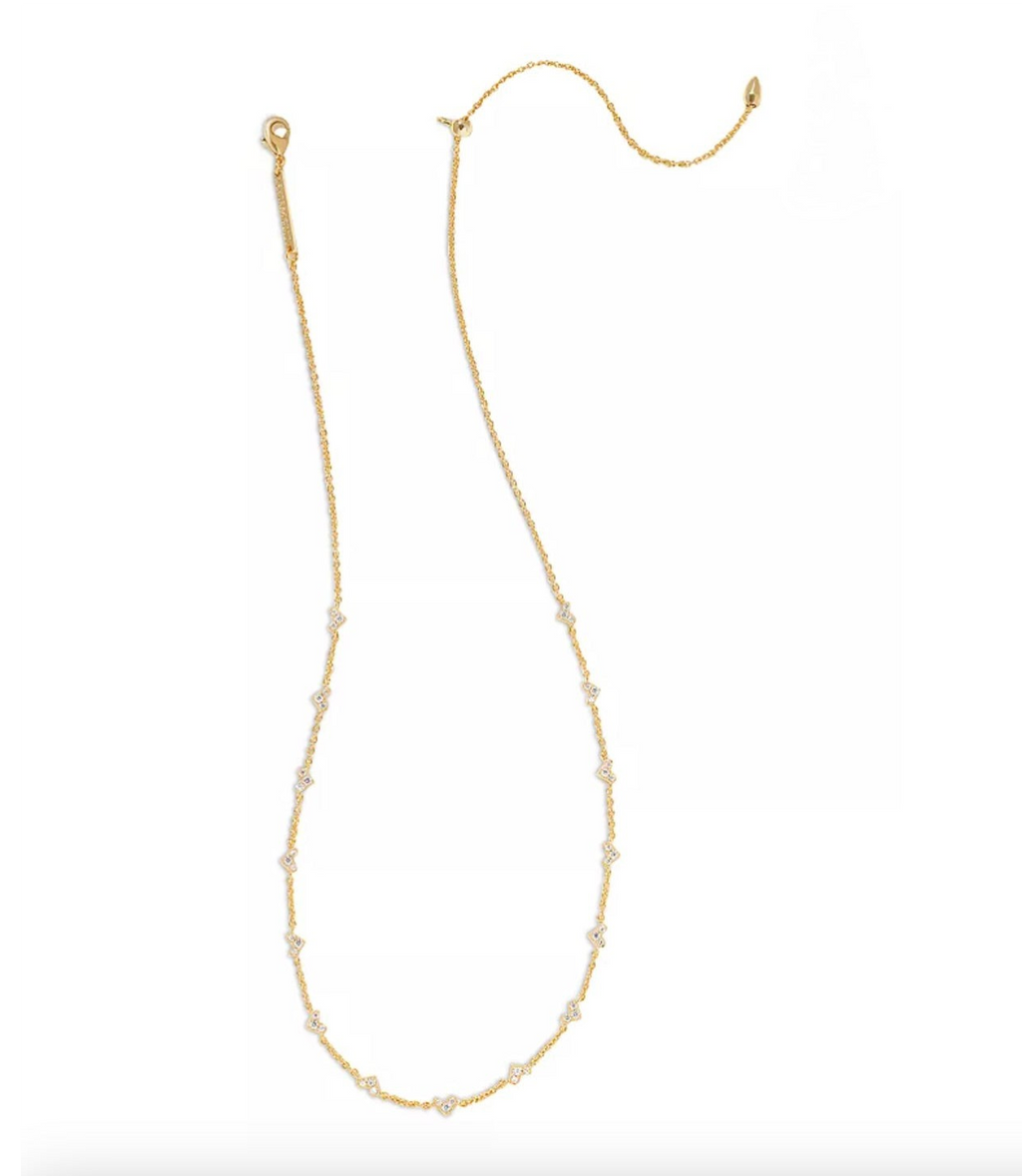 CURATED by Kira Kendra Scott Haven pavé heart necklace in 14k gold-plated metal with cz stones and lobster clasp.