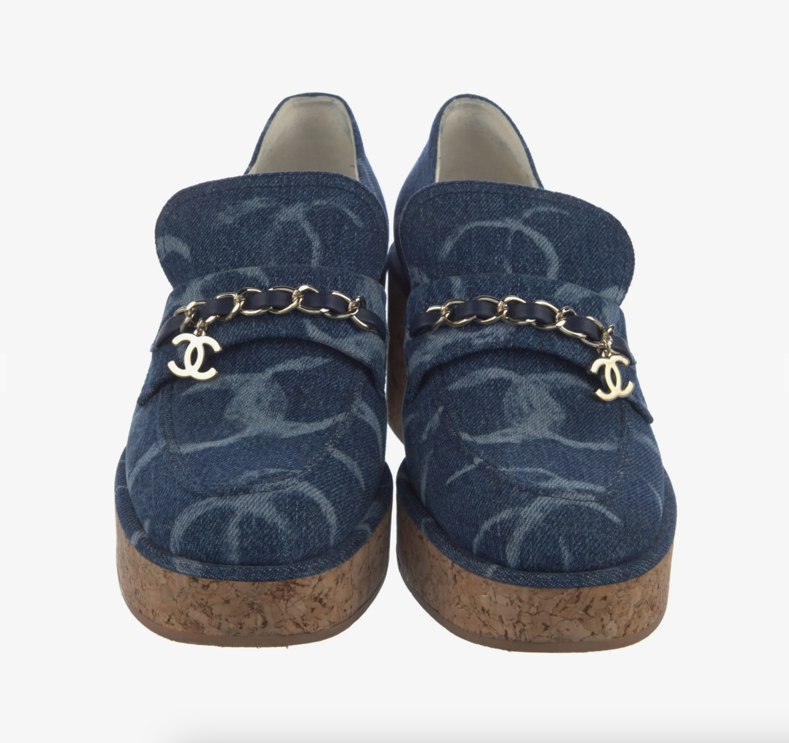 7008 - 2023 Interlocking CC Logo Denim Platform Loafers - Size 41