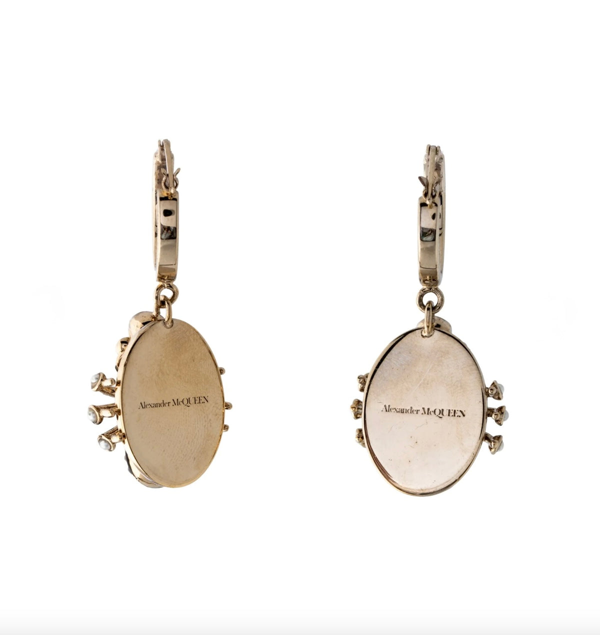 7315 - Alexander McQueen Faux Pearl & Crystal Spider Hoop Earrings