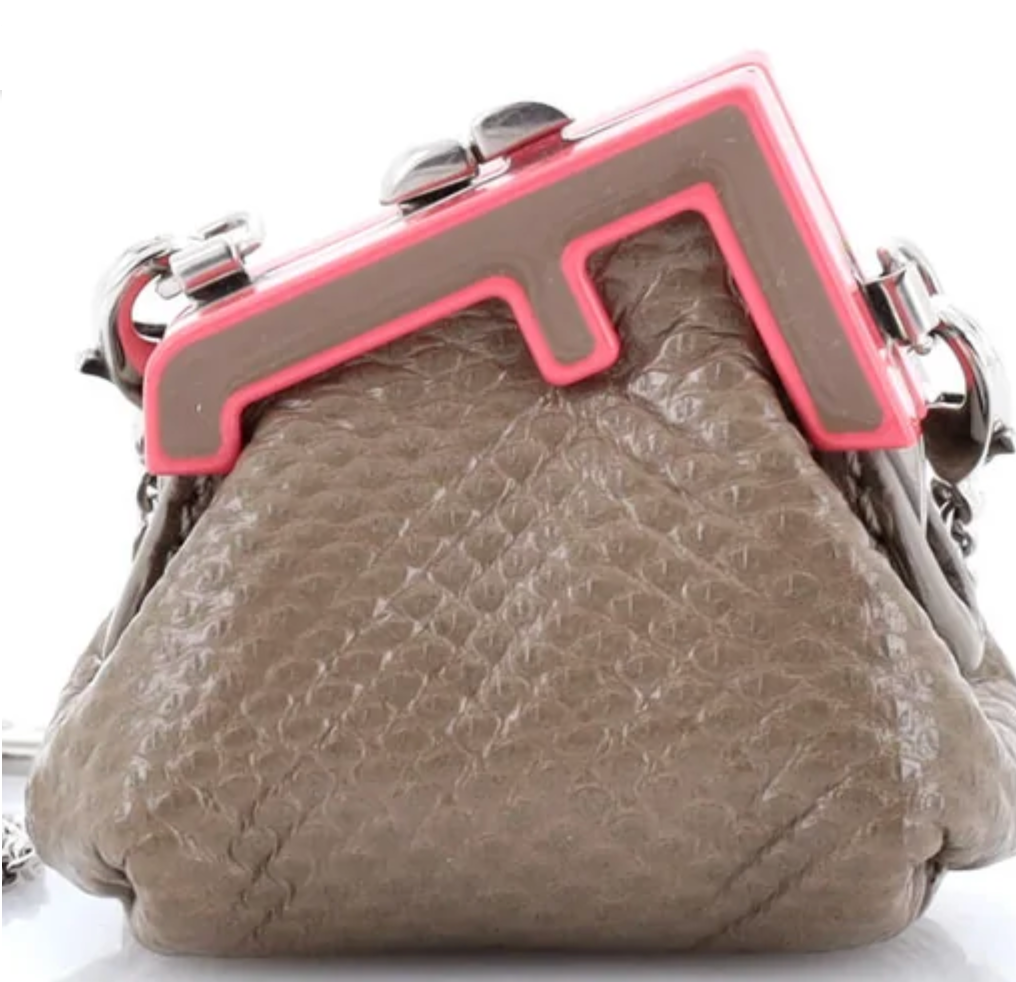 Fendi Pico First Bag in Karung Snake and Enamel