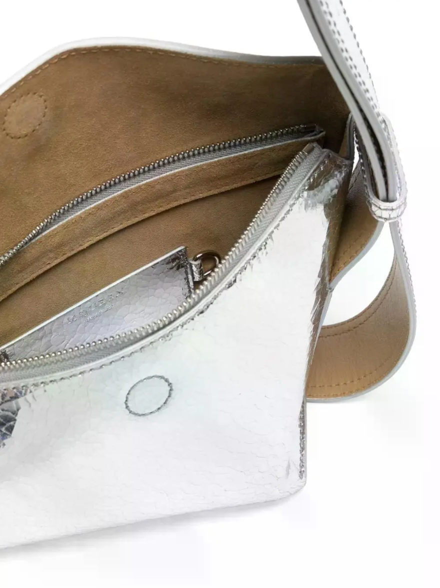 6590 - Alexander McQueen T-Bar Sling Bag Silver NWT