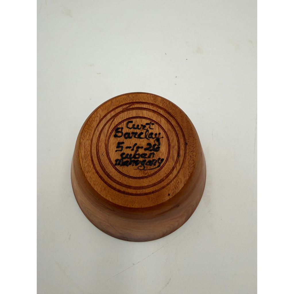 Mahogany Hand Turned Wood Bowl 5.5 x 3.75, rich reddish brown grain, food safe finish, unique artisan gift, small salad or snack
