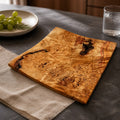 Box Elder Burl Hand Turned Square Bowl, 12x12x2 inches, natural edge, food safe finish, centerpiece decor
