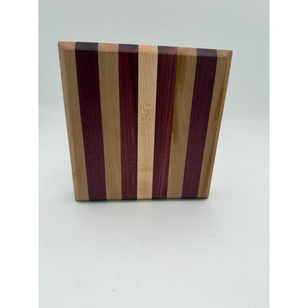 Handcrafted Edge Grain Cutting Board, Sycamore Maple, Purple Heart, SKU 1482