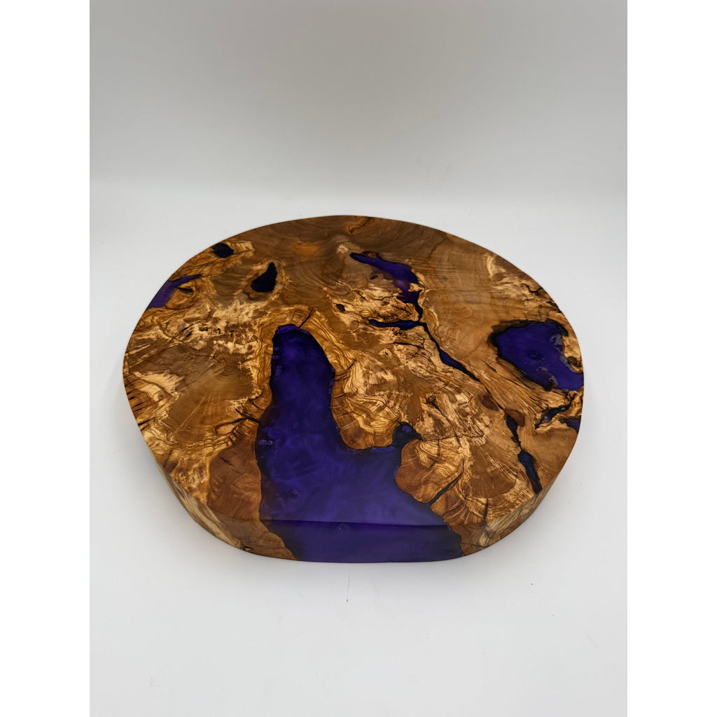 Olivewood Purple Epoxy Charcuterie Board, 15.5 x 2 Inch, Handcrafted, One of a Kind, SKU 1556