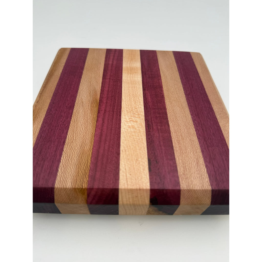 Handcrafted Edge Grain Cutting Board, Sycamore Maple, Purple Heart, SKU 1482