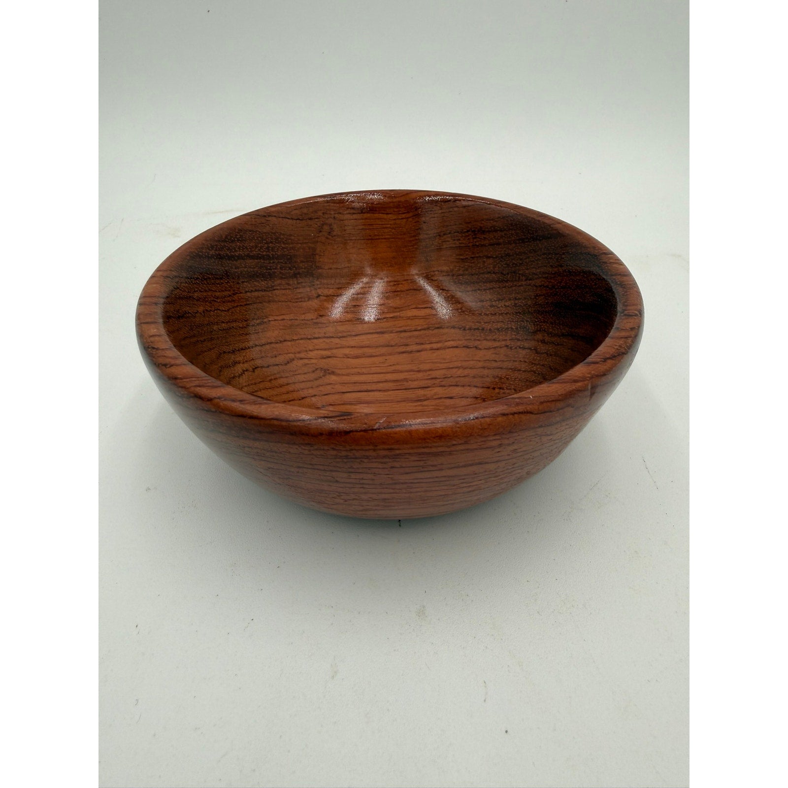 Small Bubinga Serving and Catchall Bowl, food safe finish, handmade woodturning, desk or entry dish, 5 x 1.75 in