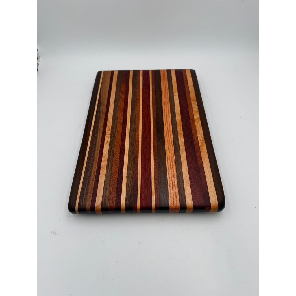 Handcrafted Edge Grain Cutting Board, 17.5 x 12 x 1 Inch, Laminated Domestic and Exotic Hardwoods