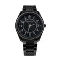 Tahari Crystal Bezel Black Dial Silver Watch