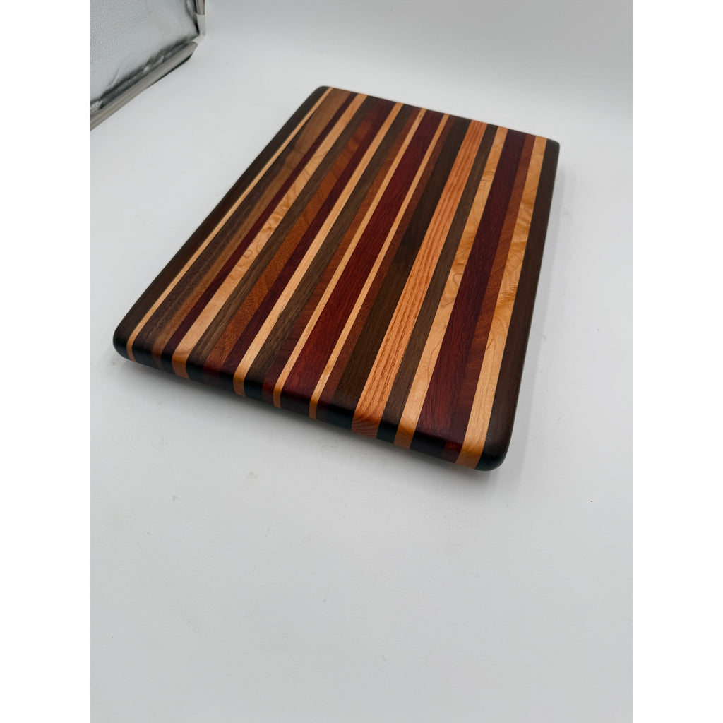 Handcrafted Edge Grain Cutting Board, 17.5 x 12 x 1 Inch, Laminated Domestic and Exotic Hardwoods