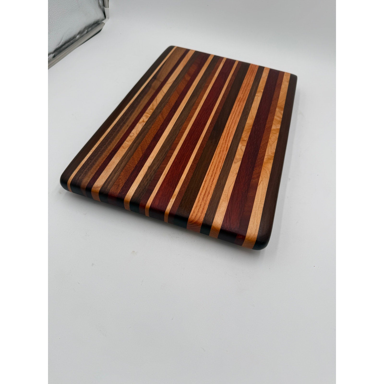 Handcrafted Edge Grain Cutting Board, 17.5 x 12 x 1 Inch, Laminated Domestic and Exotic Hardwoods
