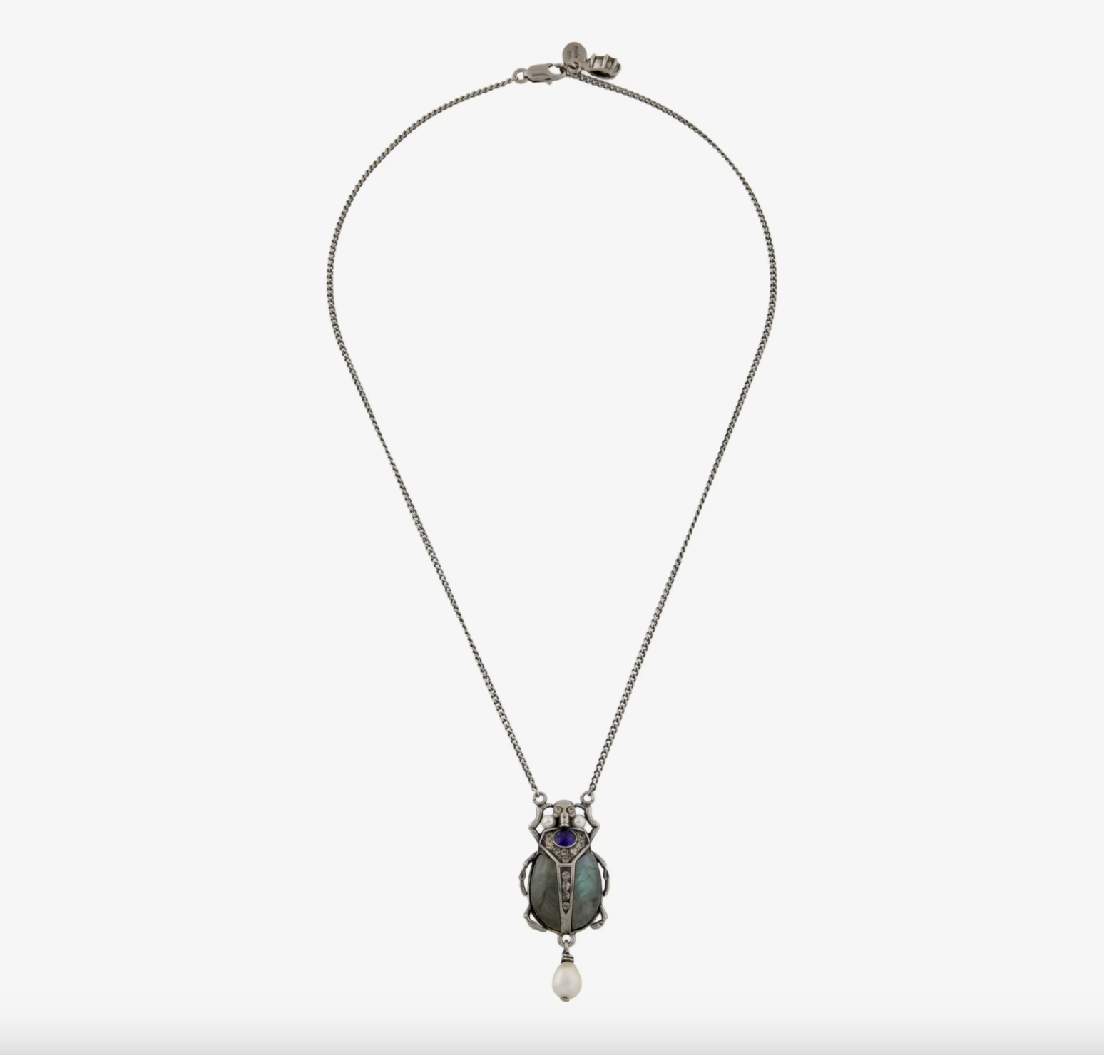 Alexander McQueen Pearl, Crystal & Resin Beetle Pendant Necklace