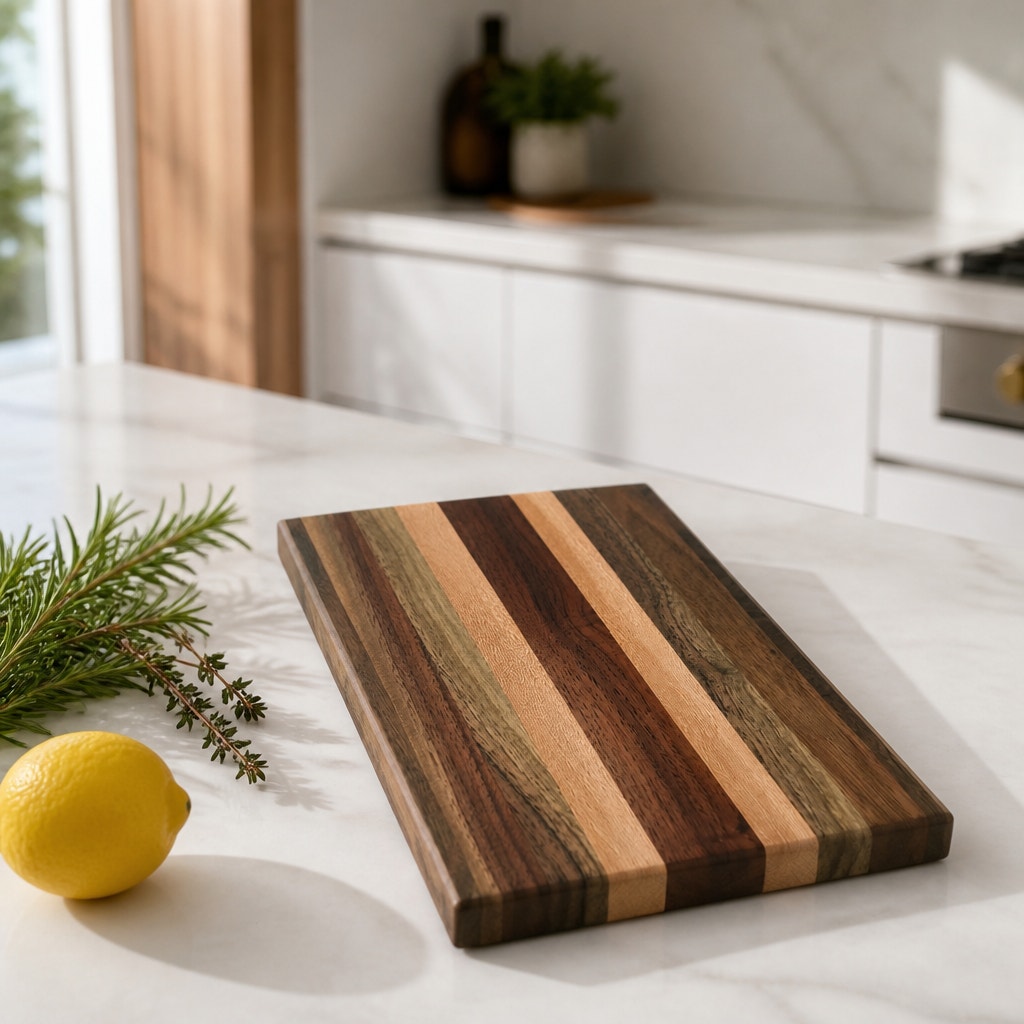 Walnut and Sycamore Cutting Board, Edge Grain, 12x8x1.5 Inch, Hand Crafted, SKU 1480