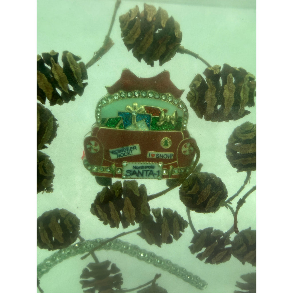 Christmas Theme Charcuterie Board, Green Epoxy, Pine Cone Accents, Handcrafted, 12x8x1.25