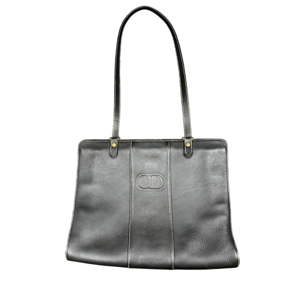 Christian Dior Vintage Black Leather Shoulder Bag