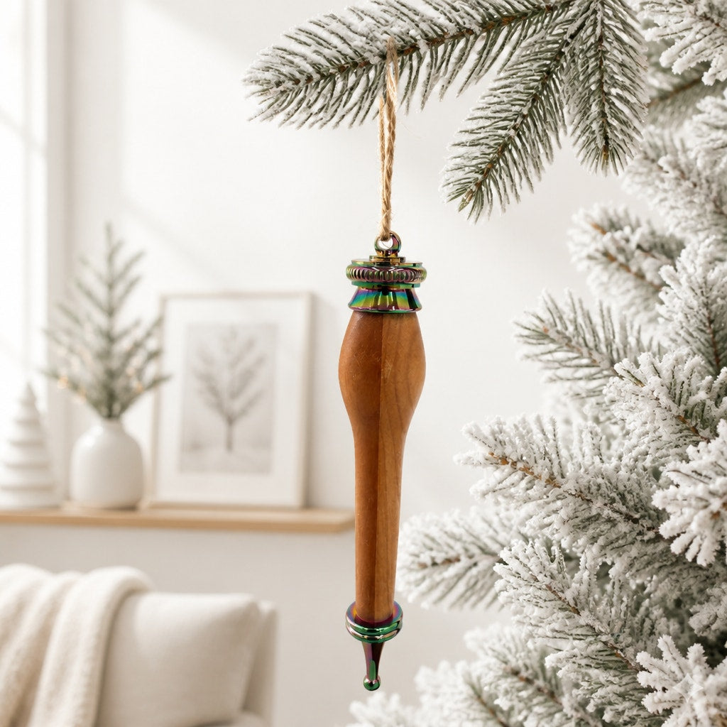 Hand Turned Christmas Ornament Collection, Wood and Epoxy, 2.5 Inch, One of a Kind