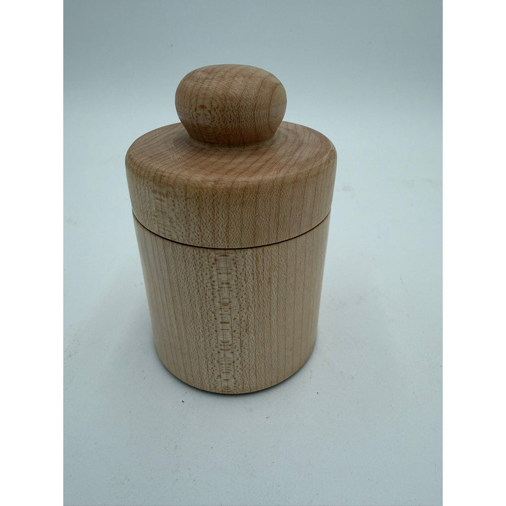 Hand Turned Maple Lidded Box for Keepsakes, functional desk organizer, 4x3 size, minimalist wood container, small storage jar