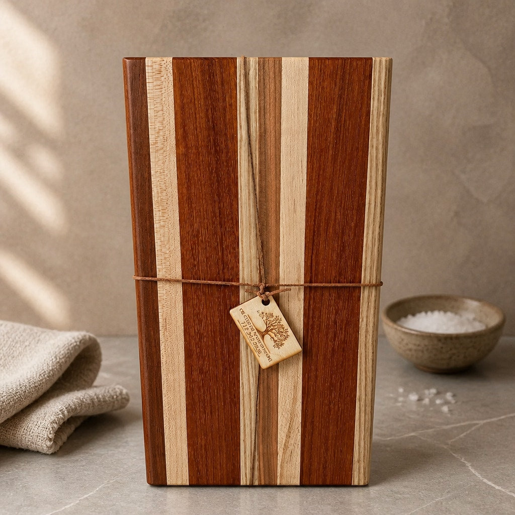 Handmade Hardwood Kitchen Board, edge grain craftsmanship, 15.5 x 8.5 x 1.75, prep and serve, chef quality