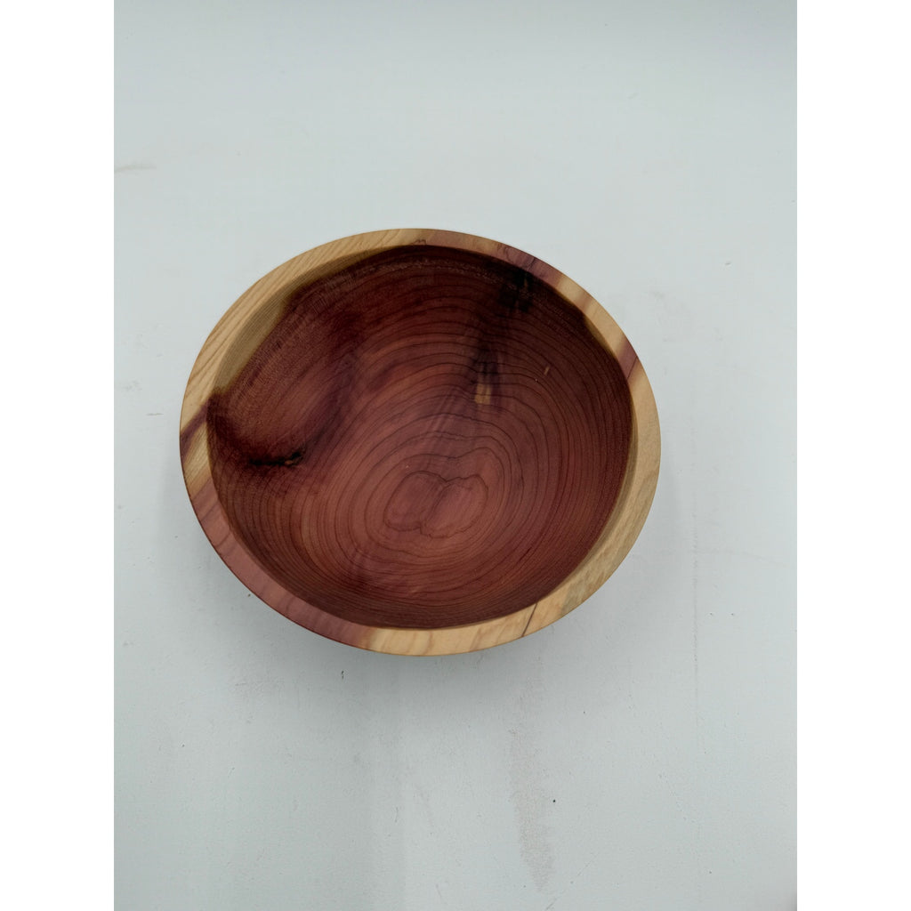Small Handcrafted Cedar Serving Bowl 5.25 x 2, salad or snack dish, rustic kitchen decor, artisan made, smooth satin seal