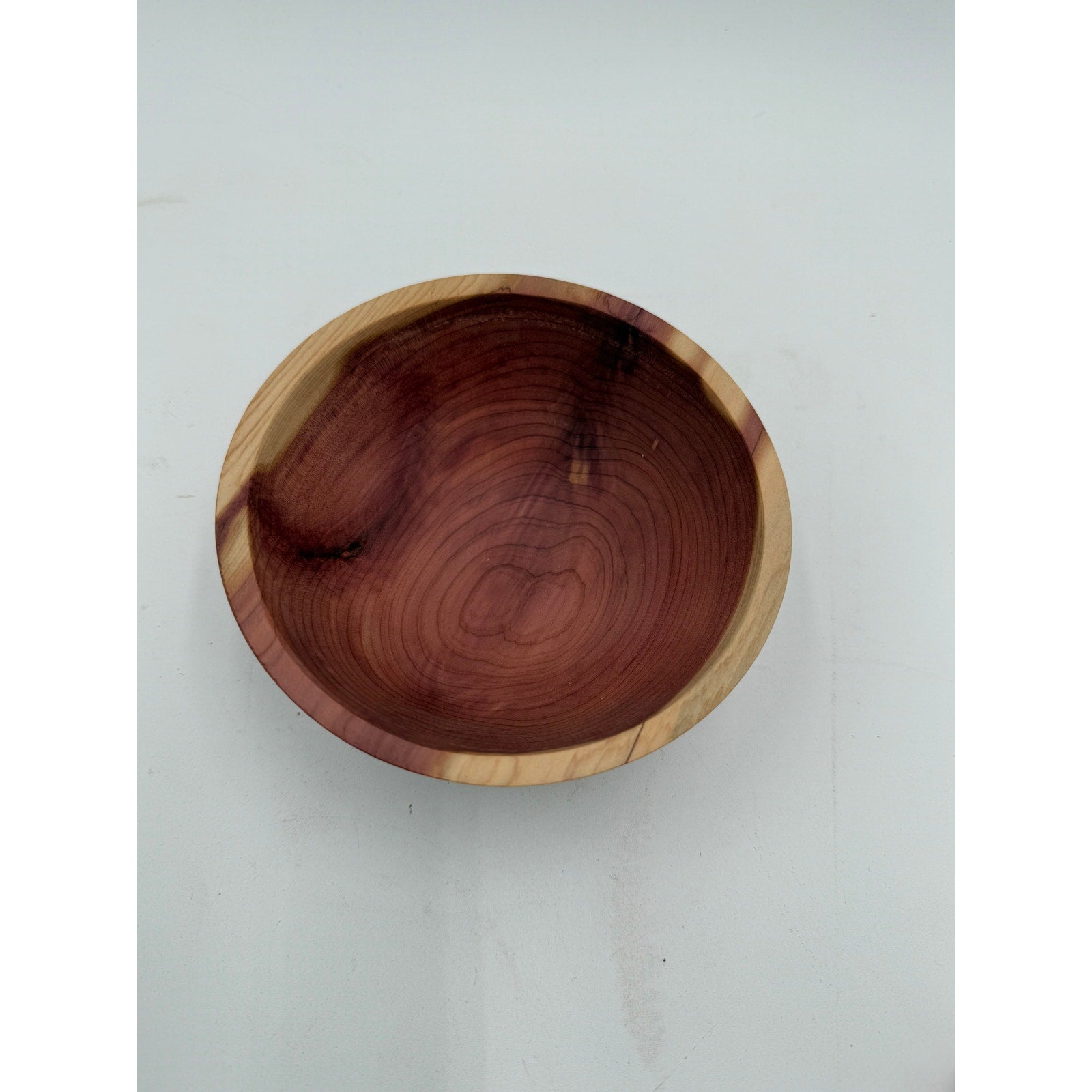 Small Handcrafted Cedar Serving Bowl 5.25 x 2, salad or snack dish, rustic kitchen decor, artisan made, smooth satin seal