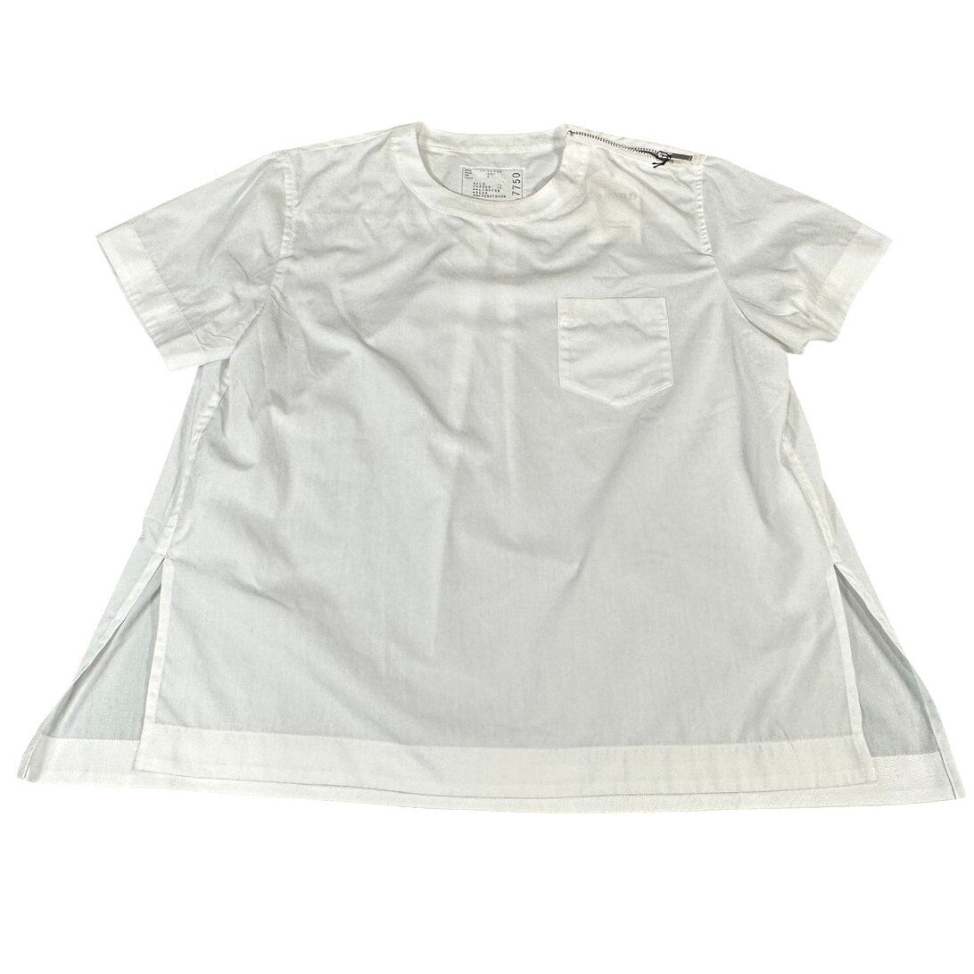 Sacai White Zip Shoulder Pocket Tee Size 3 (Large)