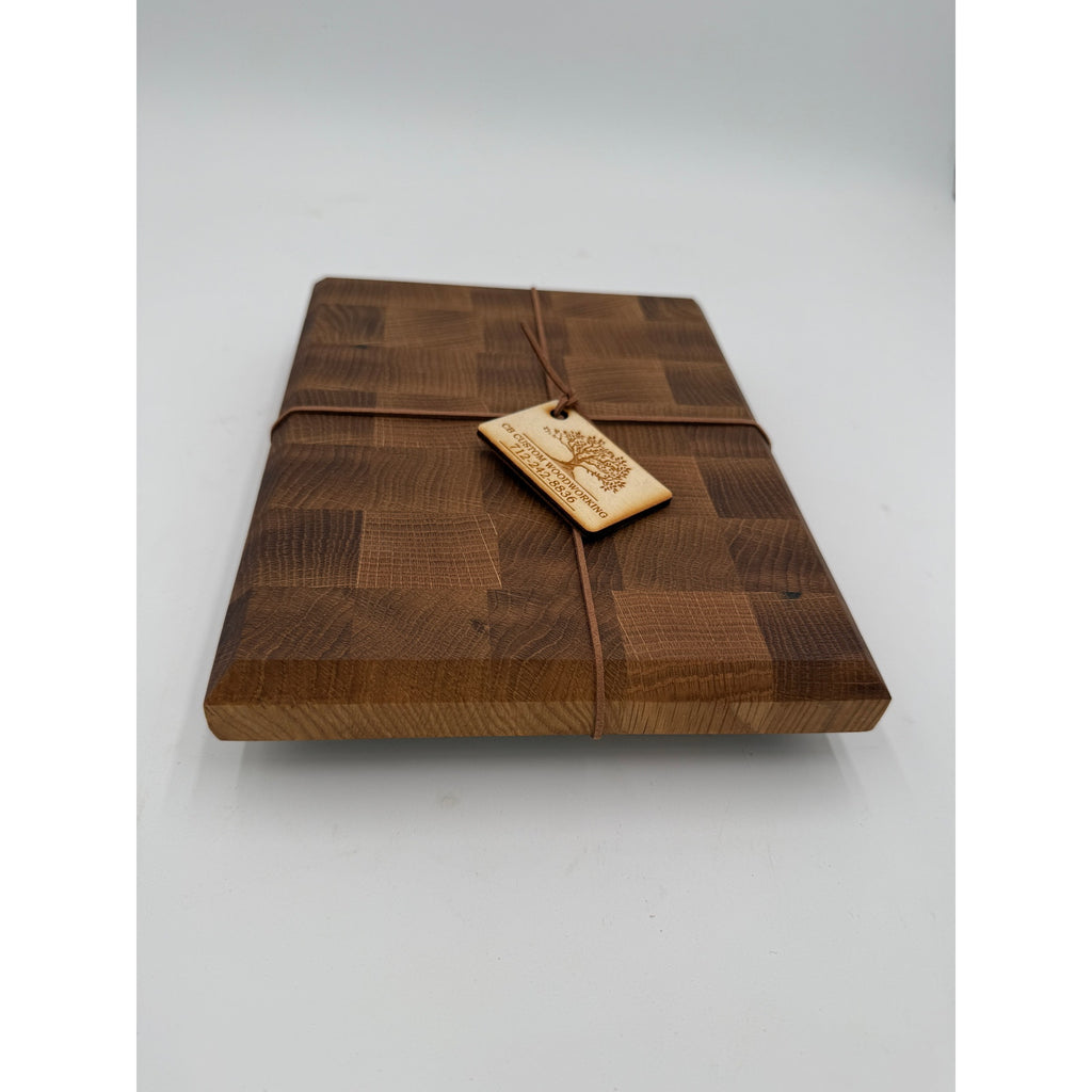 Premium White Oak End Grain Cutting Board, 9.5 x 7.5 x 1.5, hand crafted, butcher block style, knife friendly, gift ready