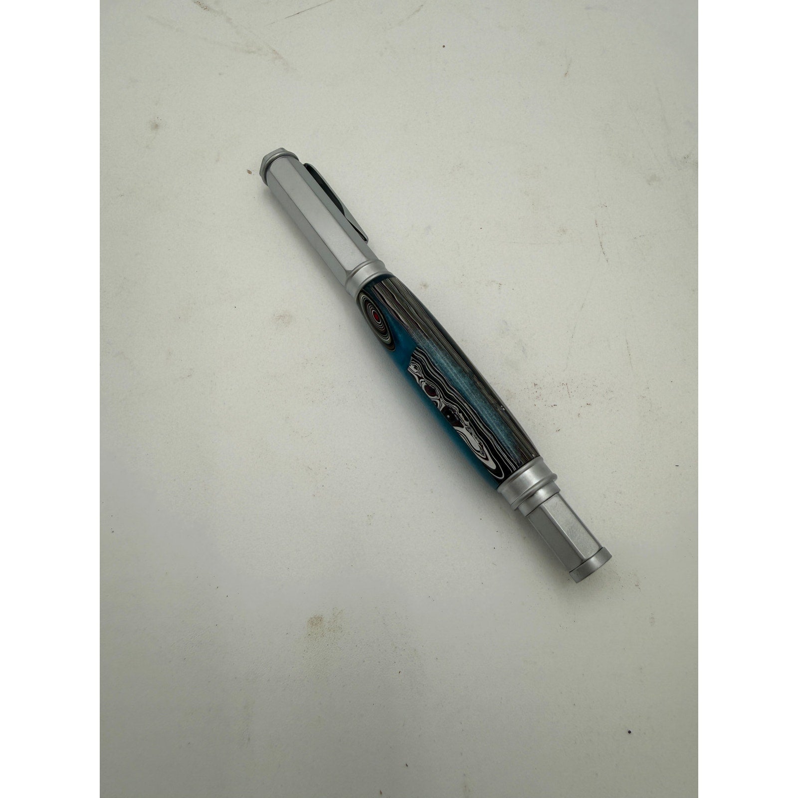 Hand Turned Fordite Rollerball Pen Gift Set, executive gift, artisan writing instrument, refillable, metal hardware, unique desk accessory