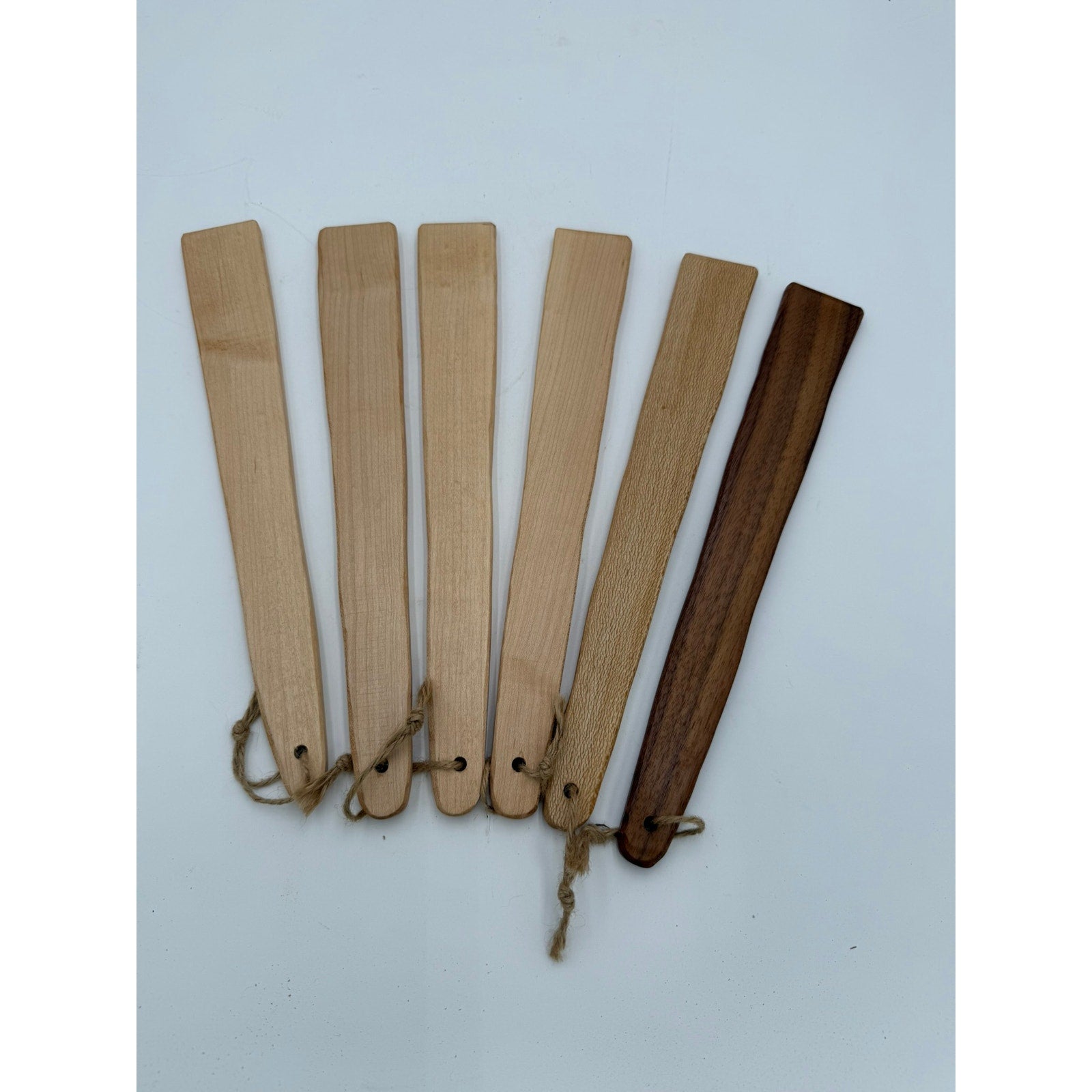 Handmade Wooden Saute Spatula for Skillets, walnut maple and sycamore, 10–12 inch, food safe finish, flat scraper
