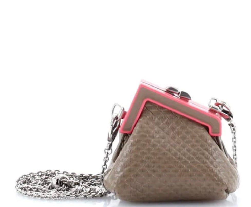 Fendi Pico First Bag in Karung Snake and Enamel