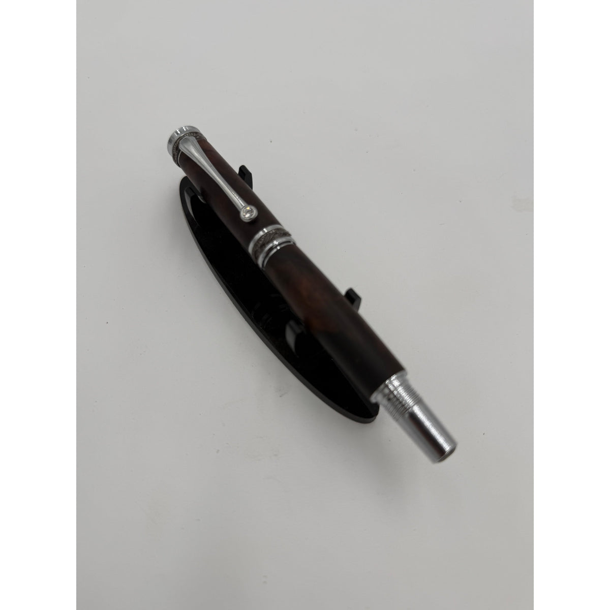 Custom Walnut Burl Rollerball Pen, Majestic Junior, Silver Hardware, Handcrafted Writing Gift