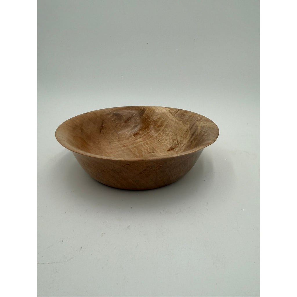 Hand Turned Maple Wood Bowl 7.5 x 2 inches, spalted and figured hardwood, food safe finish, decorative or functional, unique grain