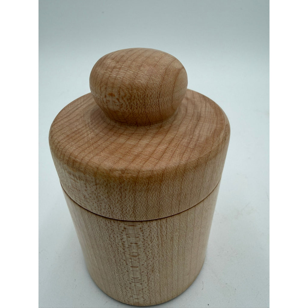 Hand Turned Maple Lidded Box for Keepsakes, functional desk organizer, 4x3 size, minimalist wood container, small storage jar