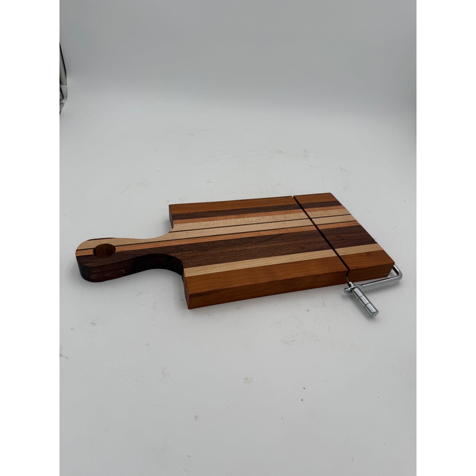Handcrafted Laminated Hardwood Cheese Cutter, 14x6 Board, Stainless Steel, Replaceable Wire