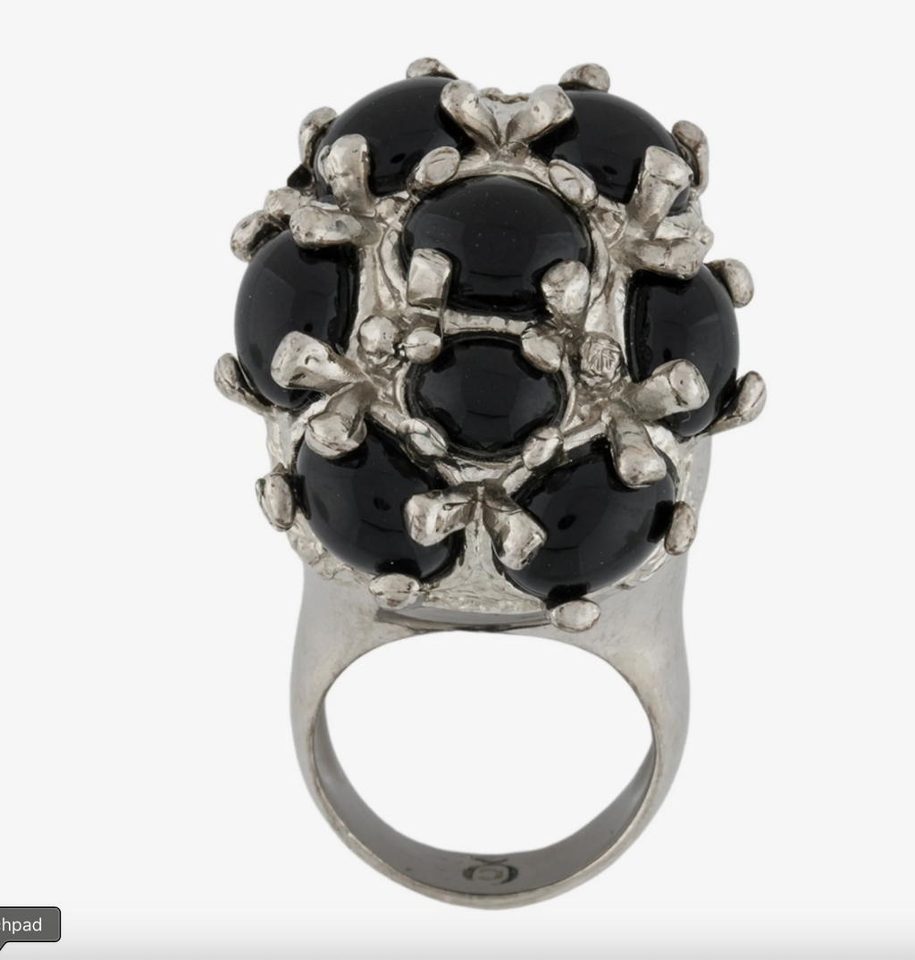 6908 - Alexander McQueen Resin & Crystal Skull Ring
