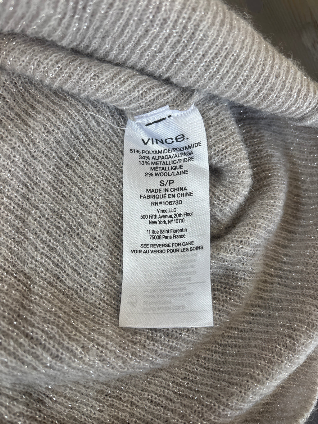 Vince Metallic Mock Neck Tan Tank - Size S - NWT