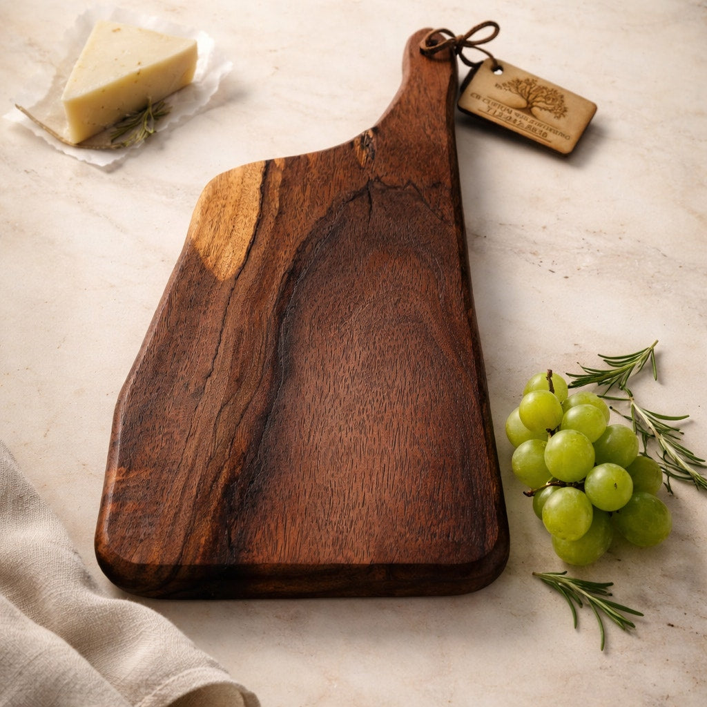 Walnut Charcuterie Board with Offset Handle, 12.25 x 5.5 x 1, serving tray, cheese board, beautiful grain, handmade