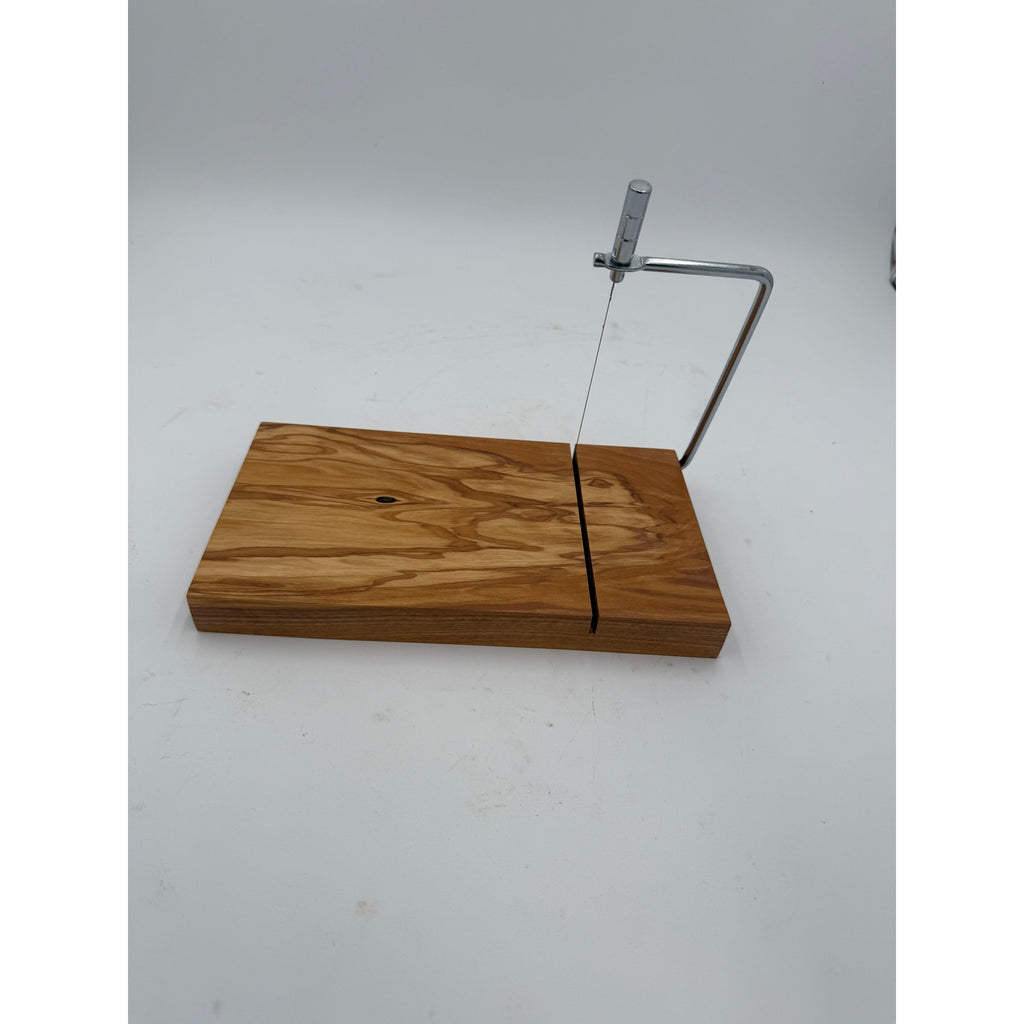 Italian Olivewood Cheese Cutter Board, Stainless Steel Wire, Handcrafted Kitchen Tool