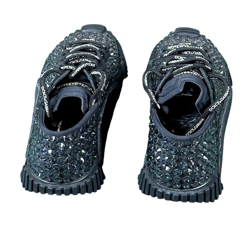Dolce & Gabbana NS1 Rhinestone Sneakers Black Crystal NIB Size 40.5