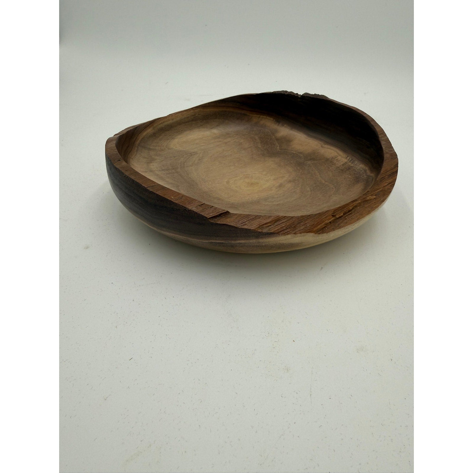 Hand Turned Wood Bowl, Live Edge Walnut