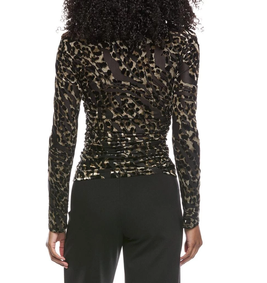 Ramy Brook Stefania Velvet & Mesh Blouse - Size XS - NWT
